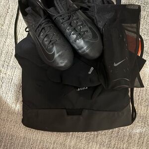 Nike mercurial soccer cleats, chin guards,soccer socks,soccer bag